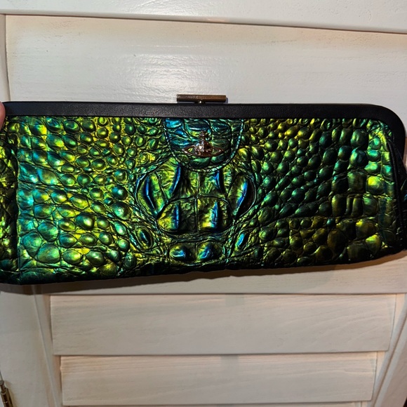 Vivienne Westwood metallic Green Clutch alligator skin rare! - Picture 2 of 8